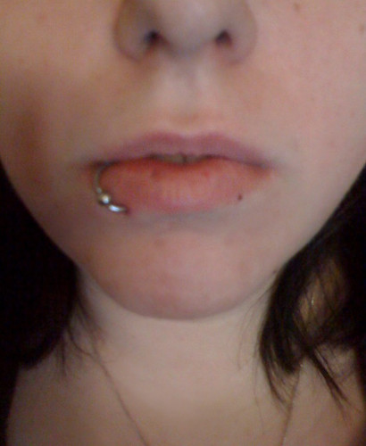 Week 1: Lip piercing.