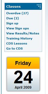 Screenshot of Classess module showing 'CDS Lessons' and Therap calendar.