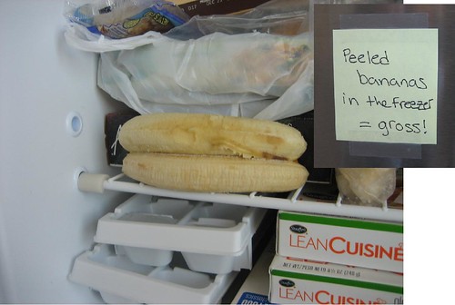 Peeled bananas in the freezer = gross!