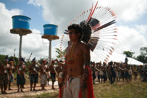 Indigenous groups from the Brazilian Amazon participate in their own opening ceremonies