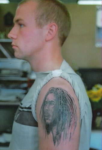 bob marley portrait tattoo by dublin ireland tattoo artist 'Pluto'