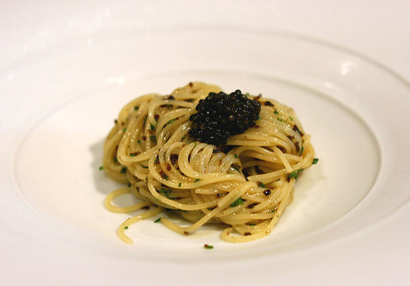 Cold Angel-hair pasta with oscietra caviar