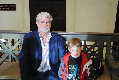 George Lucas with a young fan