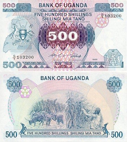 500 šilingov Uganda 1986