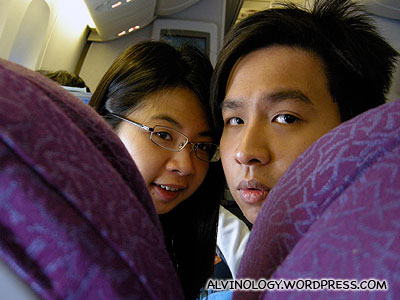 Mark and Meiyen were quite awake on the flight back