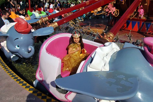 Princess D riding Dumbo