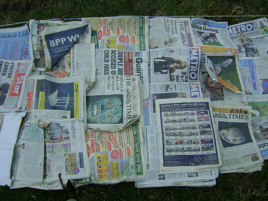 My attempted arty shot of sheet mulching with newspaper
