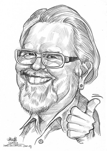 Caricature of David Robert Wooten in pencil