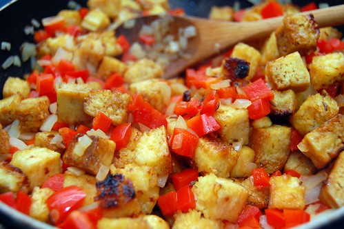 Tofu and Cabbage Stir Fry with Red Pepper