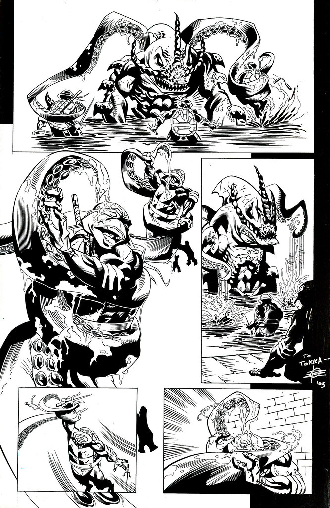 "Tales of the TMNT" v. 2 # 4 pg. 19  ..pencils by Rick Remender,inks by John Beatty // signed by Rick (( 2004 - 2005  ))