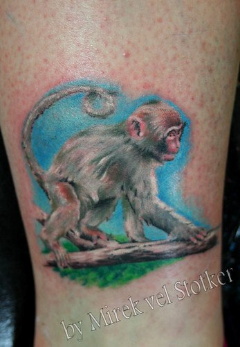 baby monkey tattoo by Mirek monkey tattoo