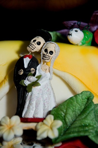 The Day of the Dead cake topper that Grooms Mom brought from Mexico.