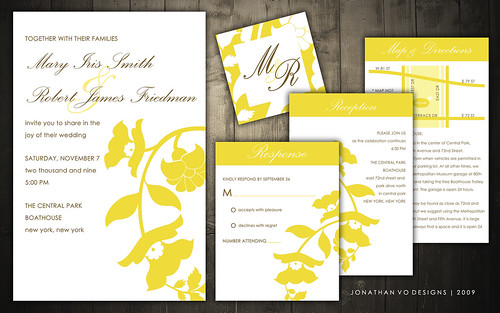 Yellow and Brown Wedding Invitations
