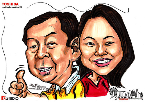 Caricature of Mr and Mrs