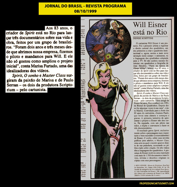 "Will Eisner está no Rio" - Jornal do Brasil - 08/10/1999