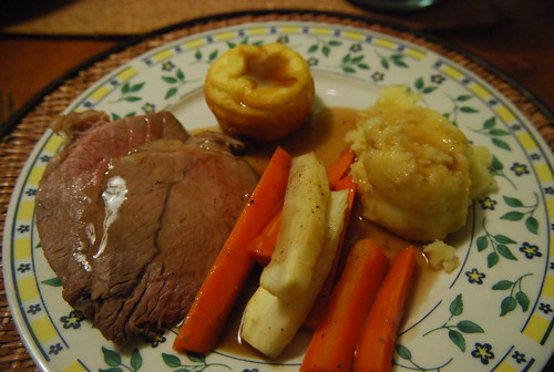 Roast beef, roast veg, Yorkshire pud, mashed potatoes, gravy