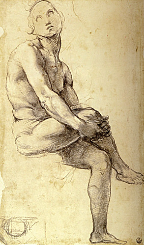 1509  Raphael    Study for Adam  Black and white chalk  35,7x21 cm  Fmdu