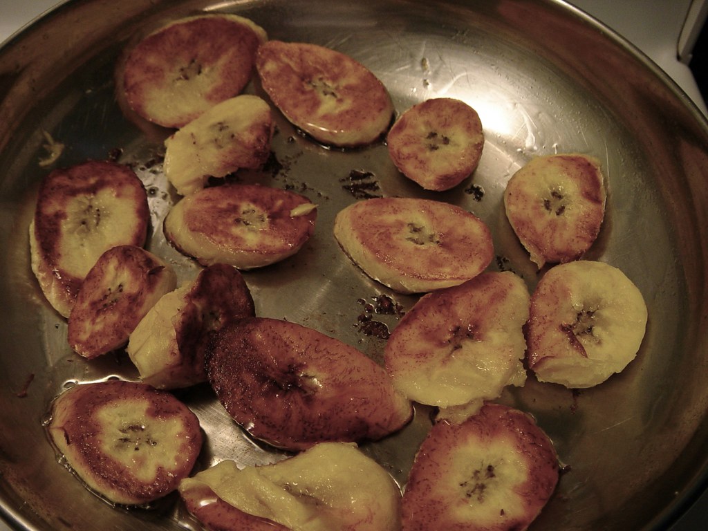 Frying up plantains