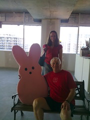 Amy and her dad and a large Peep at @Artomatic
