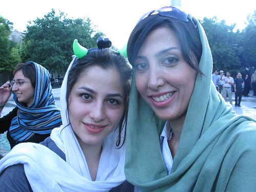 Beautiful Young Iranian women at a protest rally