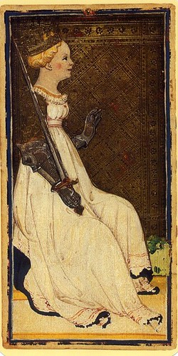 009- Reina de Espadas- Tarot Vinconti-Sforza