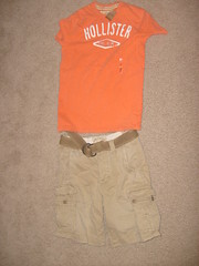 Khaki Shorts and an Orange Tee-Shirt