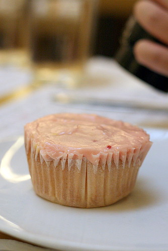 Rose Cupcake: rose petal flavoured cupcake with lychee and raspberry frosting ($4.20)