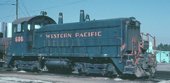 Western Pacific EMD SW 1200 # 606. Stockton California. 8-13 -1982.