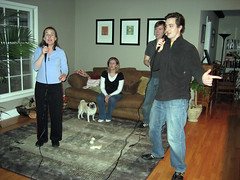 the group playing some karaoke
