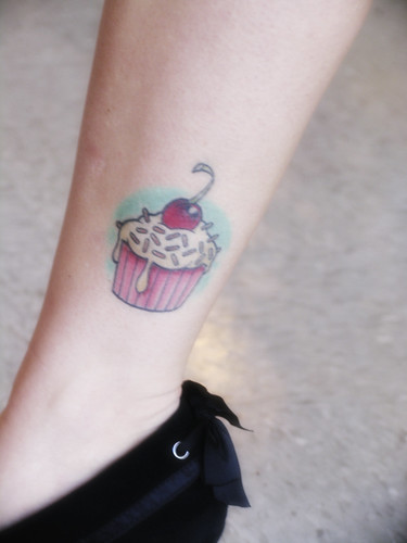 cupcake ankle tattoo