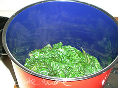 spinach in a pot