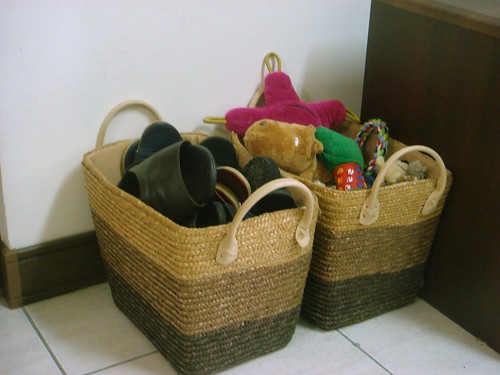 Baskets by the front door