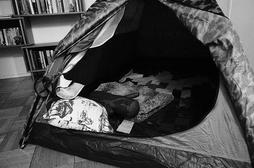 apartment tent! (b/w)