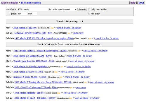 New Craigslist Search Features (by Jeremy Zawodny)