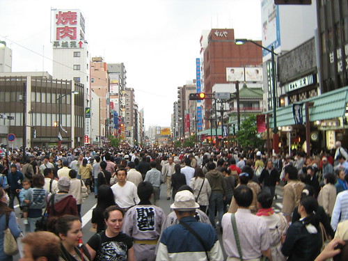 Crowd at the streets of Asakusa during Sanja Matsuri
