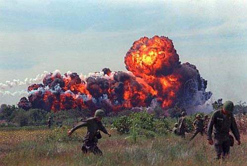 Vietnam Napalm Strike. A napalm strike erupts in a