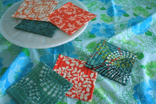 quilted fabric coasters