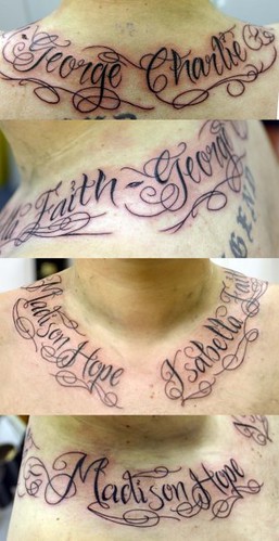 lettering on neck tattoo tattooed by johnny