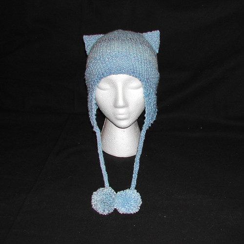 How To Knit A Hat With Ear Flaps. Denim Bluez Cat Knit Kitty Hat