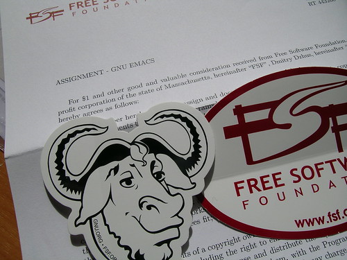FSF copyright assignment and stickers