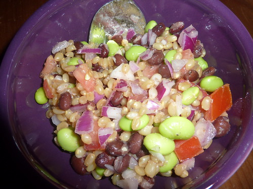 Wheat berry and edamame salad