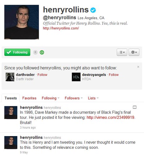 if you follow @henryrollins you might also want to follow...