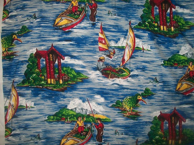 Vintage Kiwiana Novelty Print  Fabric