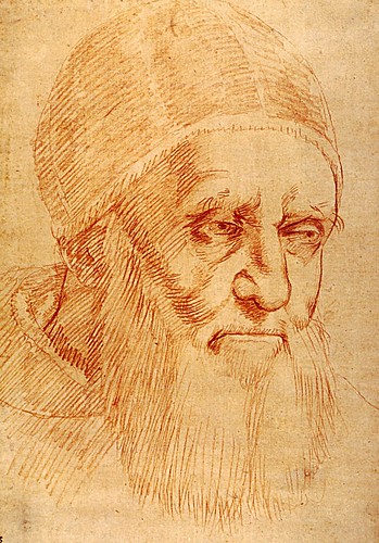1511  Raphael    Head of Pope Julius II  Red Chalk on oiled paper  36x25,3 cm  Chatsworth, Devonshire Collection