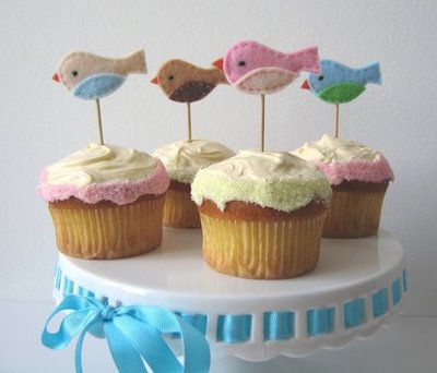 Adorable bird cupcake toppers