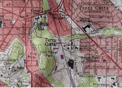 Terra Cotta Station on an old USGS map, date unknown