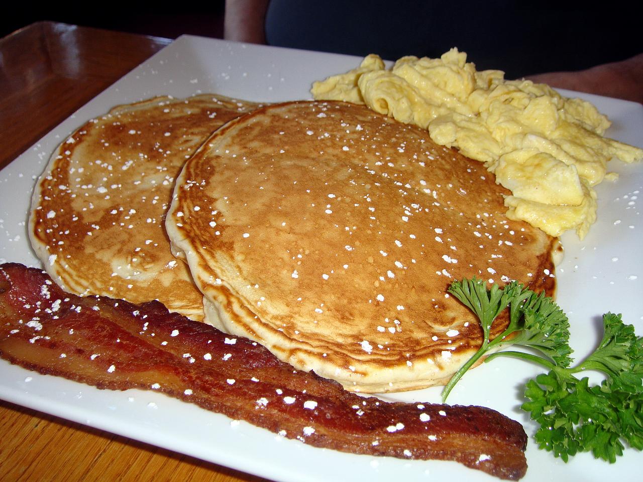 Pancakes with Eggs and Bacon