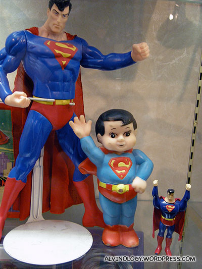 The superman in the middle looks funny