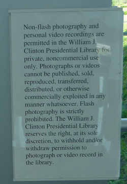 Photo rules at Bill Clinton Library, Little Rock, Arkansas