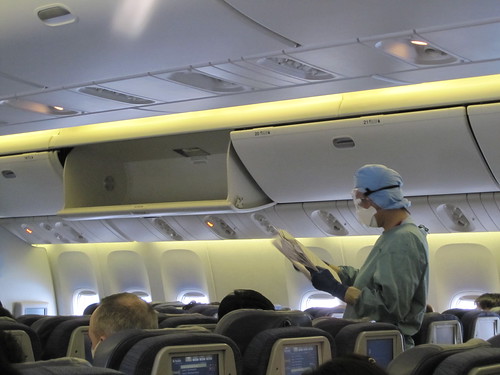 medical team tests the passengers for the flu